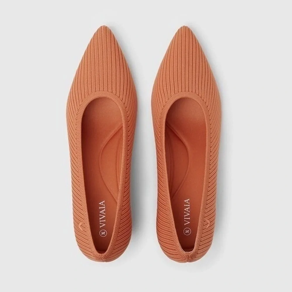 VIVAIA Pointed Toe Striped Wedge Flats Orange Women's size EU/36 US/5.5-6